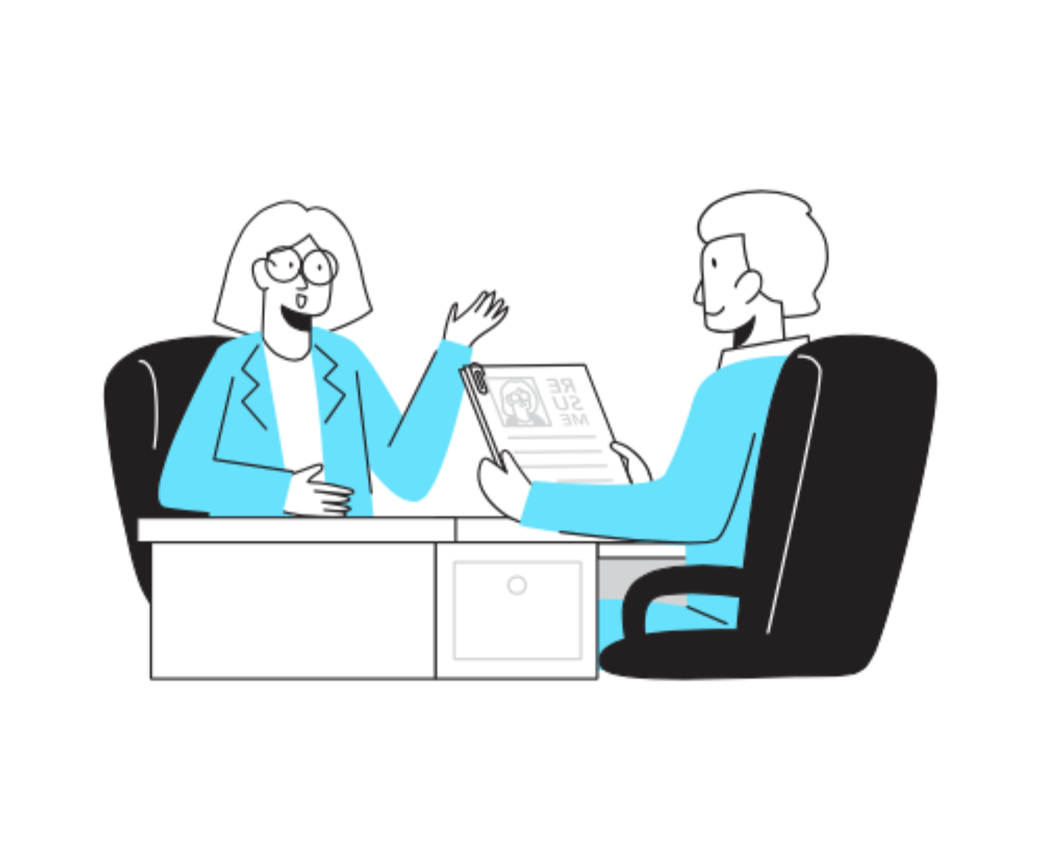 An illustration that demonstrates an job interview